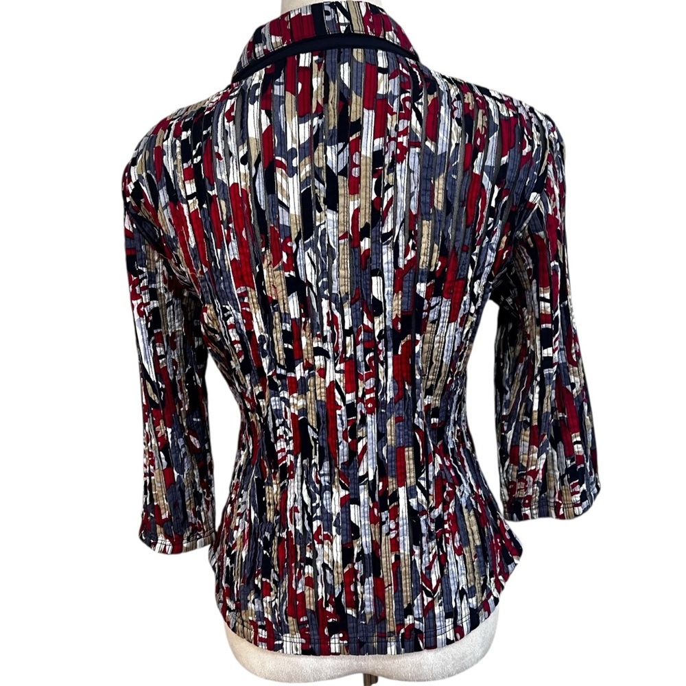 Multiples Ribbonwork Zip Front Jacket Abstract Pr… - image 4